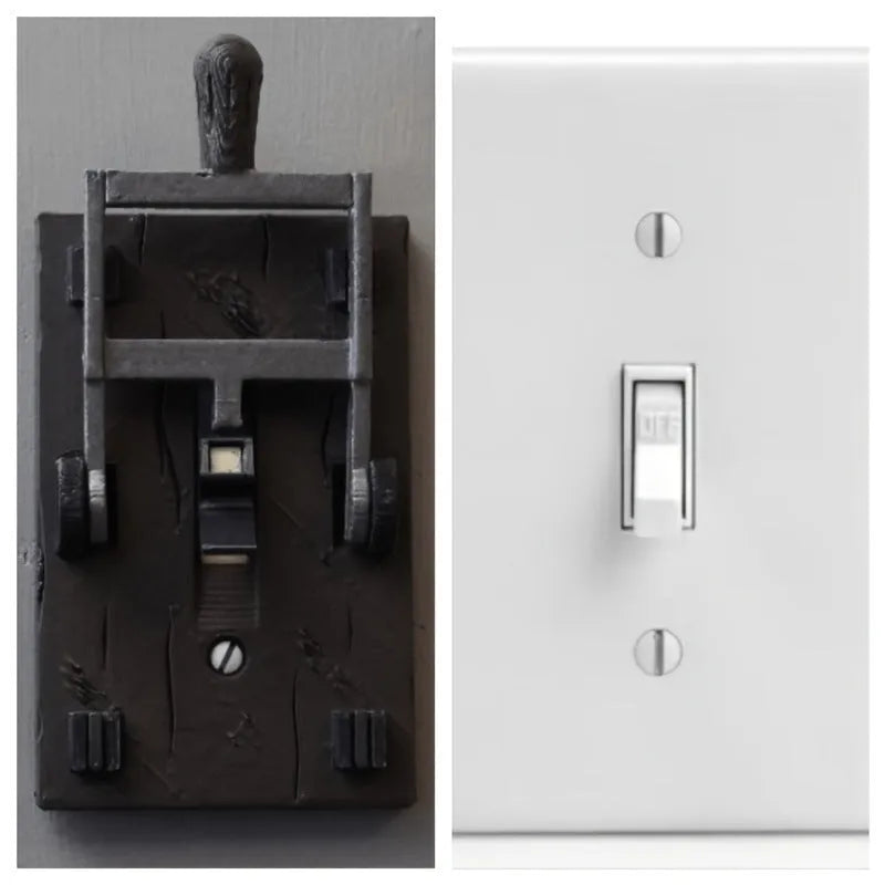 White retro decorative wall switch plate with mechanical dial for holiday decoration