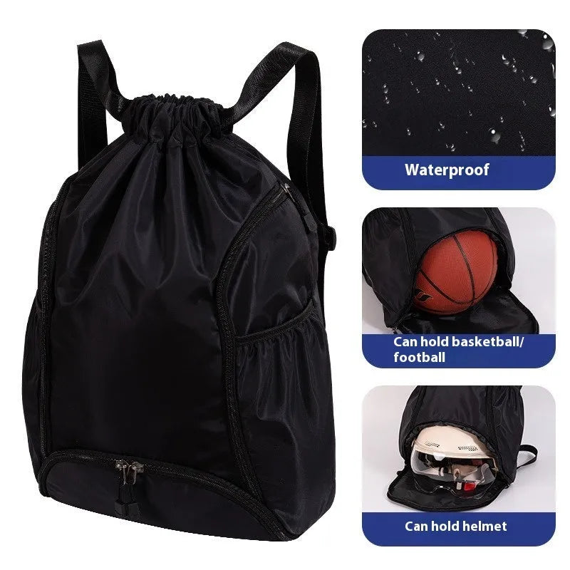 Large cube-style sports backpack with drawstring closure in five colour options