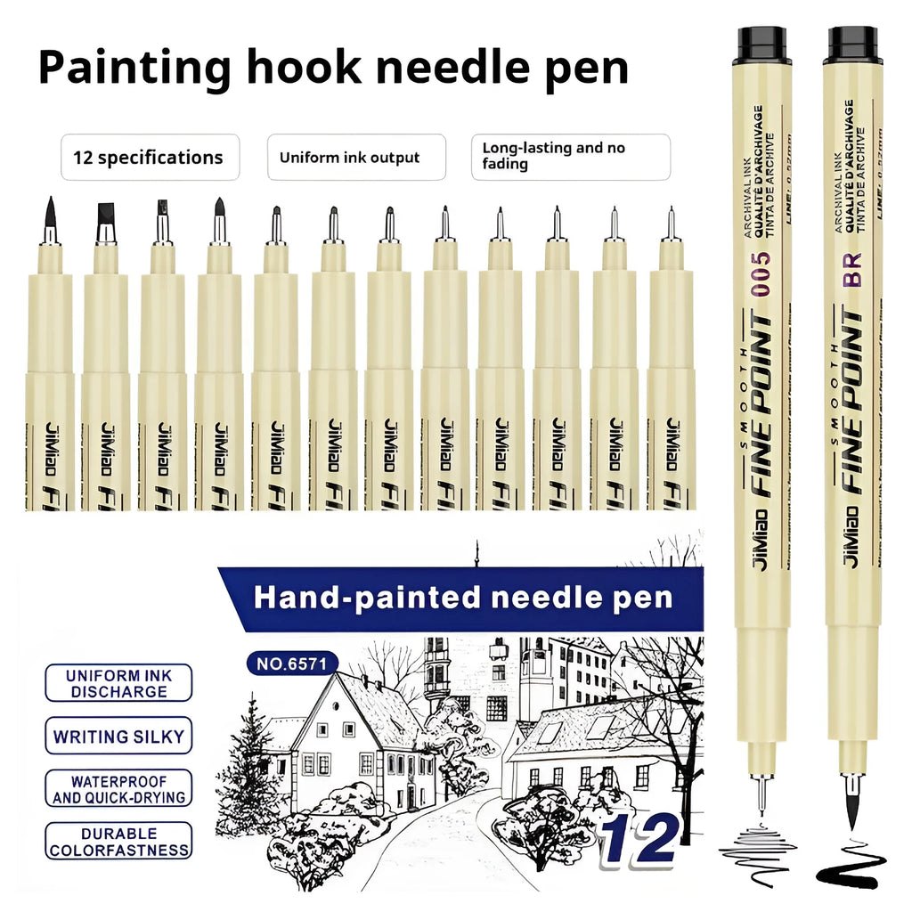 Waterproof needle pen with cartoon syringe design for drawing and writing