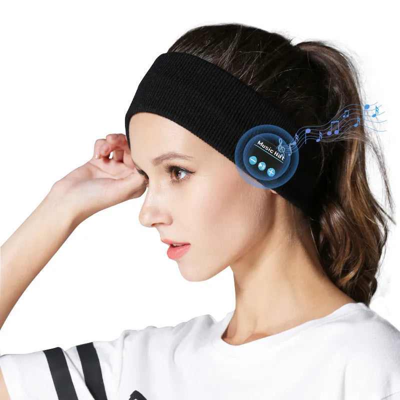 Bluetooth 5.4 sports hair band with removable music module in black, dark gray or gray white colours