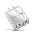 A compact 4-port USB mobile phone charger with a luminous light, shown in dark blue colour.