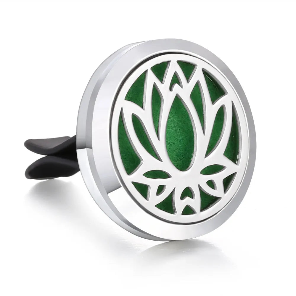 Round stainless steel car air conditioning vent perfume clip 30mm outer diameter with polished finish