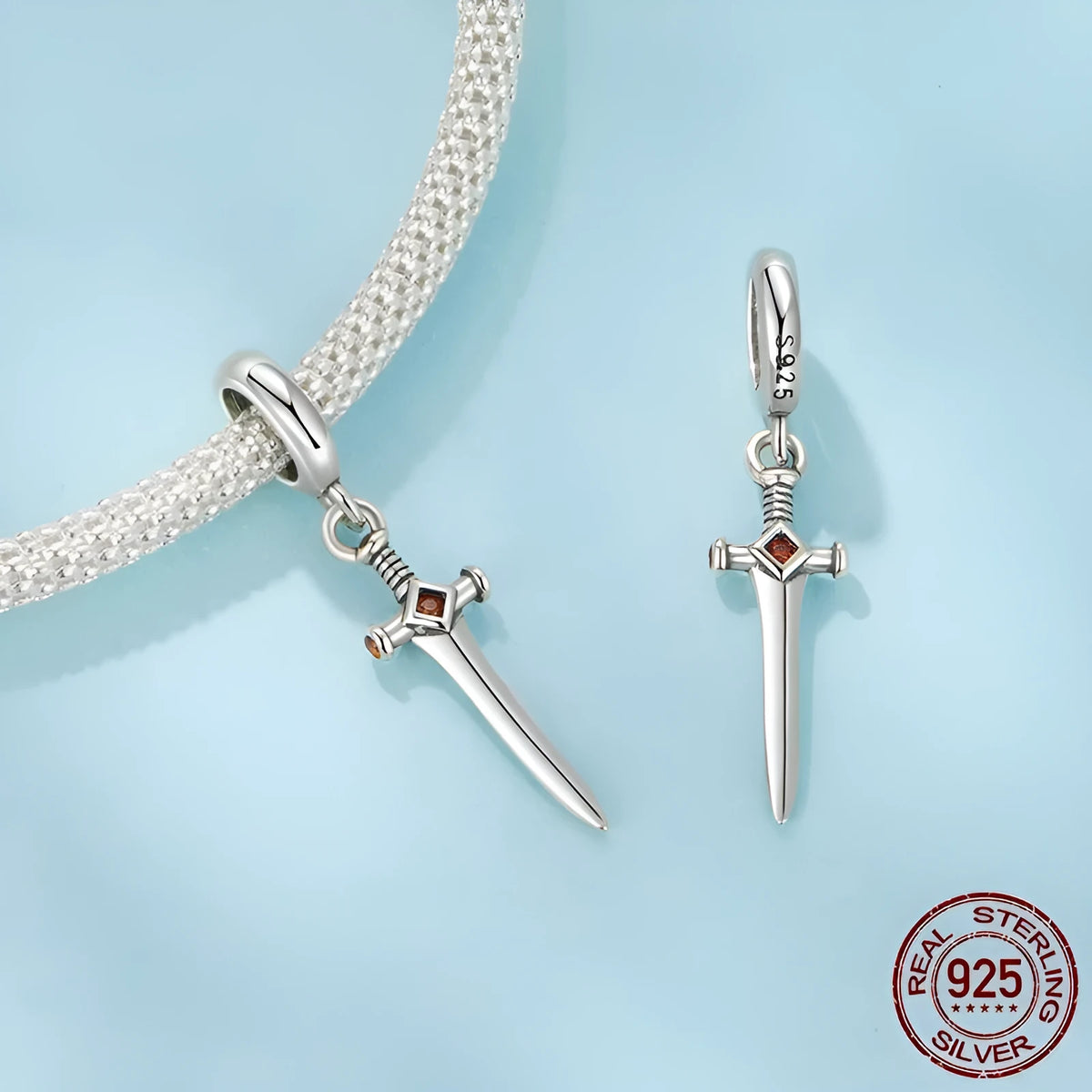 S925 sterling silver bead DIY pendant part with inlay finish, 2.5x0.6cm aperture 0.45cm, colour SCC3124