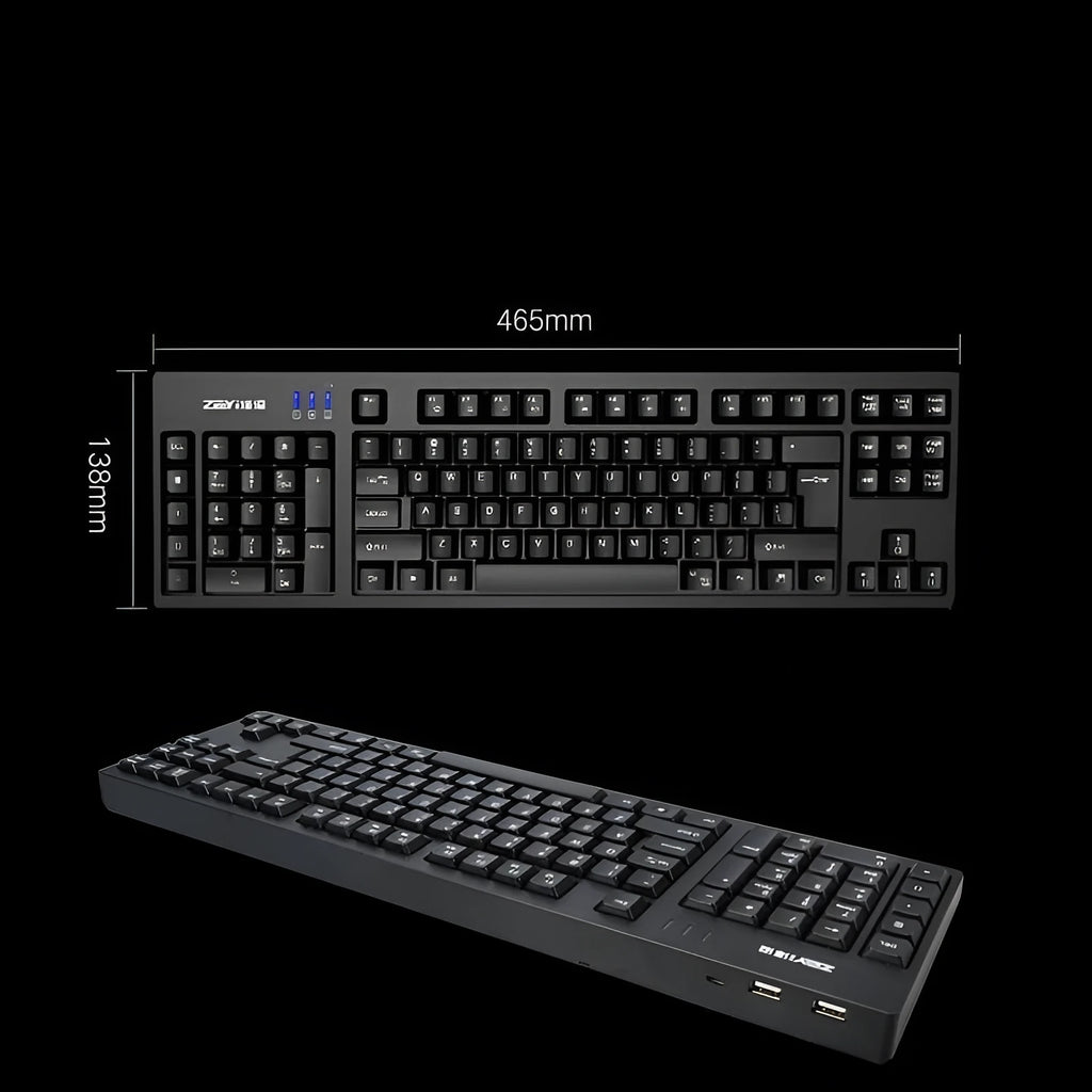 Wired USB keyboard with backlight and waterproof function, black, new ABS material, 465mm width