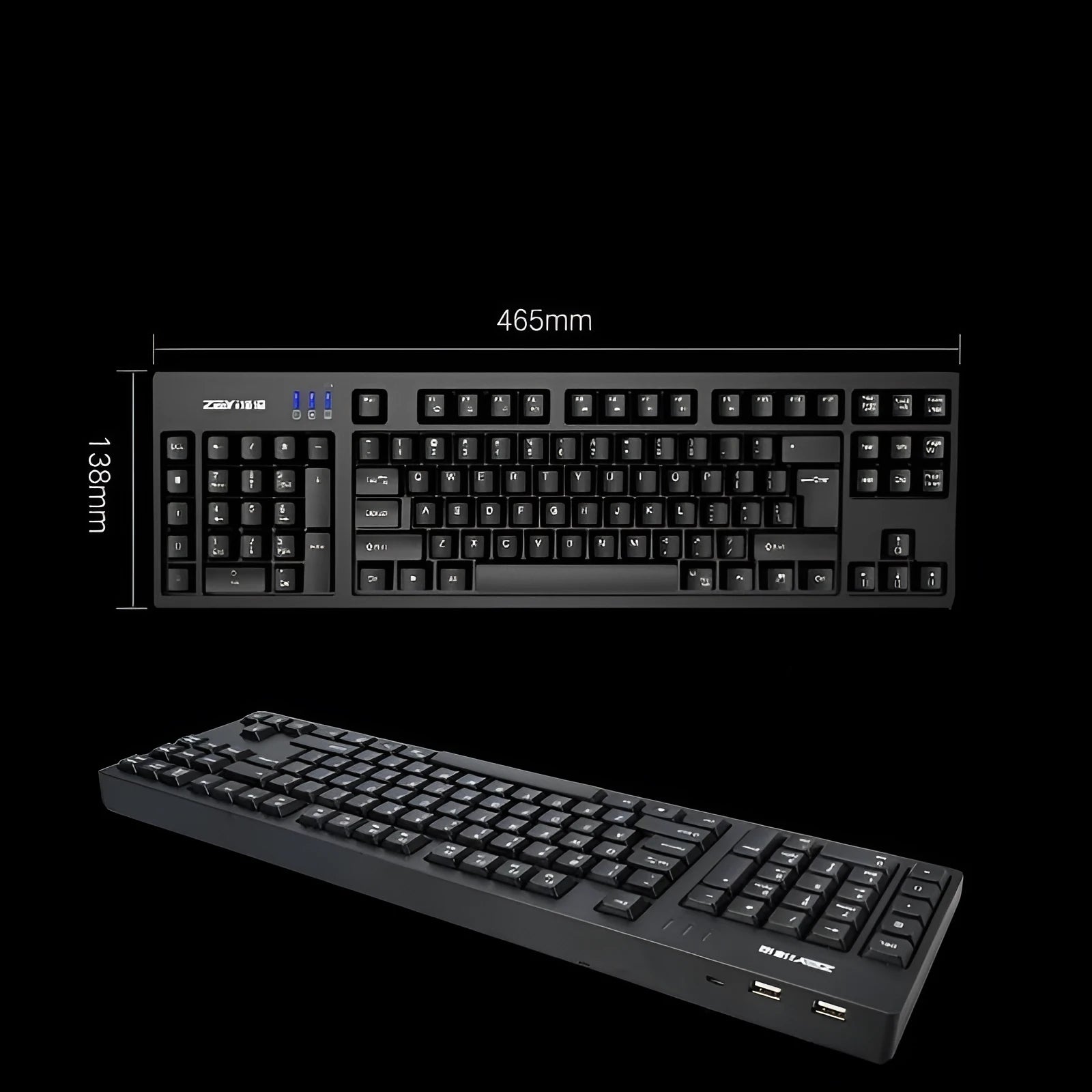 Wired USB keyboard with backlight and waterproof function, black, new ABS material, 465mm width