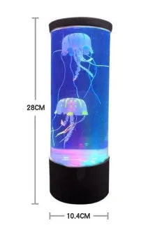 LED jellyfish night light with colour changing glow on a black base, small size