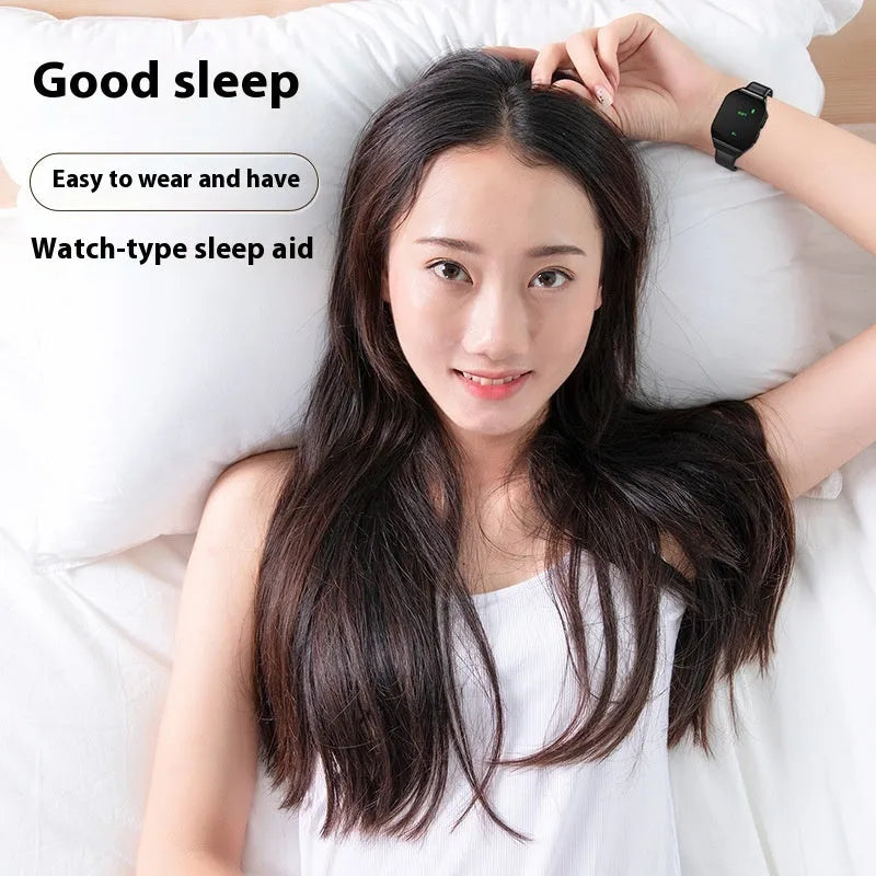 Smart micro-current watch hand wear sleeping aid instrument in black with timing function