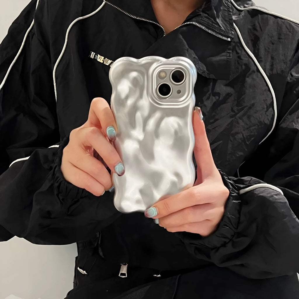 Matte silver bubble TPU phone case with anti-fingerprint texture for iPhone