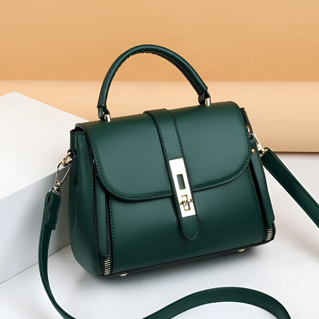 Women's vertical square messenger shoulder bag in soft PU leather with interior lining