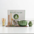 8-piece ceramic matcha bowl tea set with flower mouth bowl, Japanese style, 25 x 22 x 10.3 cm