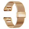 Stainless steel card-style replacement strap for Garmin Fenix smartwatch in silver finish.