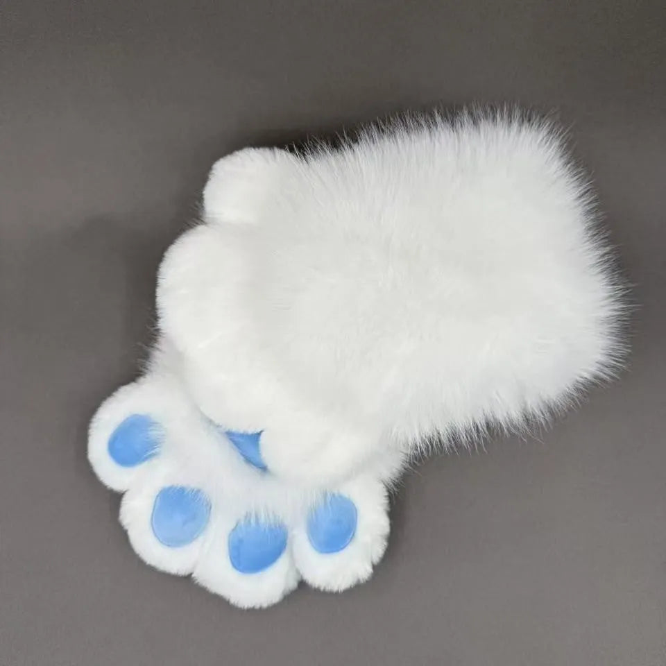 Colourful animal claw cosplay gloves in multiple two-tone colour options on a white background.
