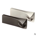 Small triangle metal USB 2.0 drive with write protection switch and indicator light in silver finish