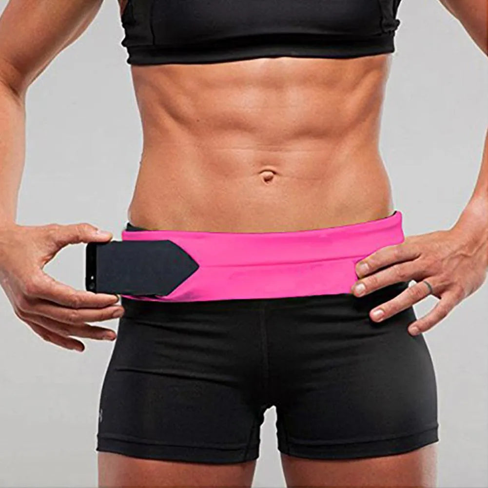 Adjustable spandex sports belt in black with ergonomic design for running and cycling