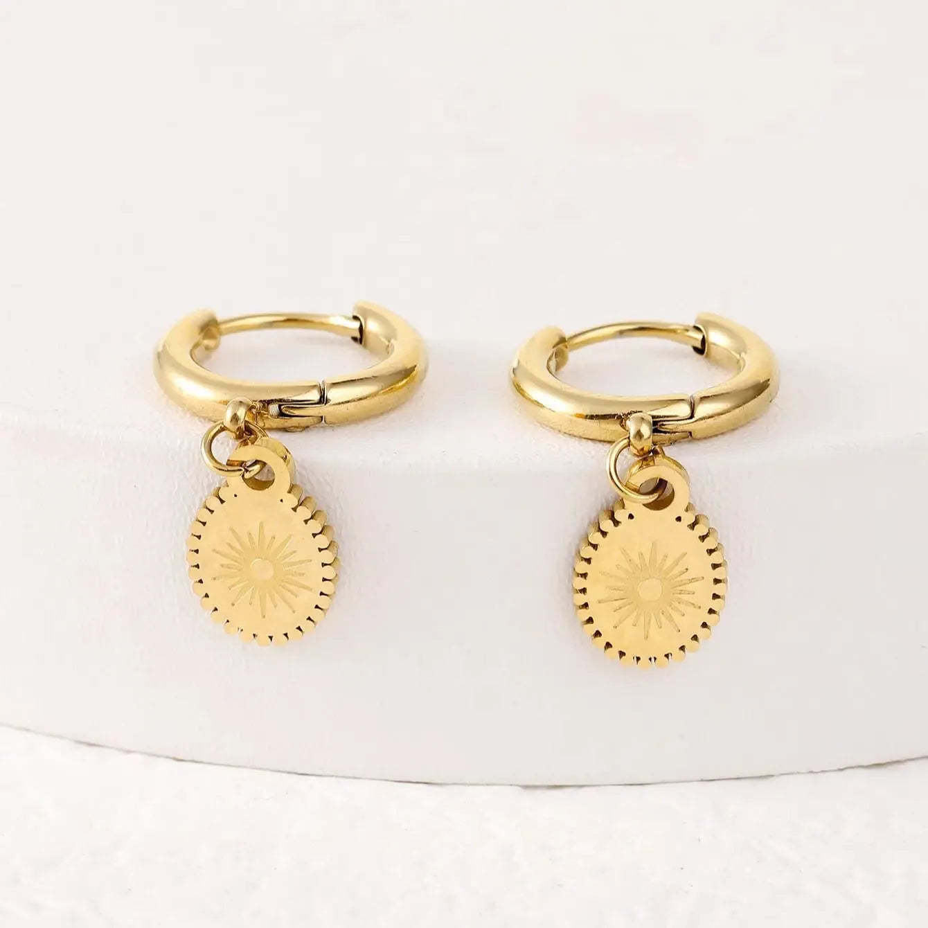 Women's stainless steel geometric earrings with ellipse design in colour XY-EH005