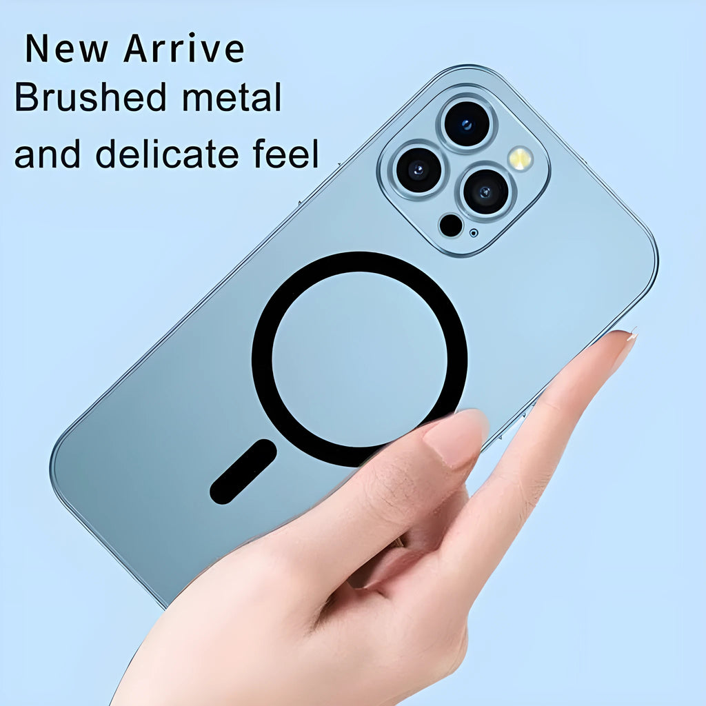 Aluminium alloy frame protective case for iPhone in dark purple, blue, silver, black, and gold colours.