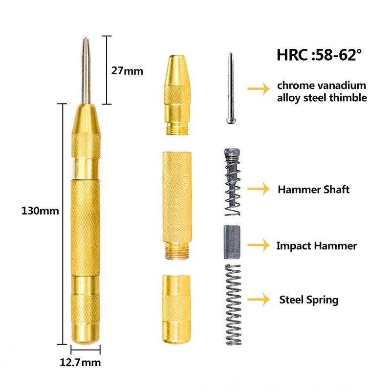 High speed steel step drill bit set with centre punch for metal and wood drilling