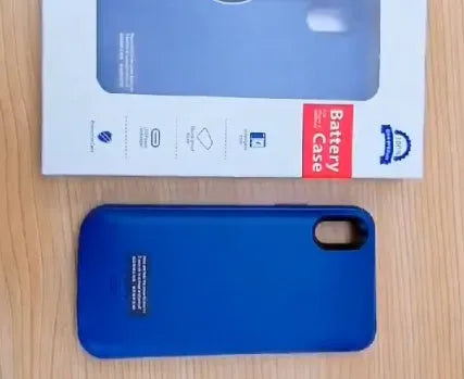 Shockproof silicone iPhone battery charger case in black, blue, pink or white colours