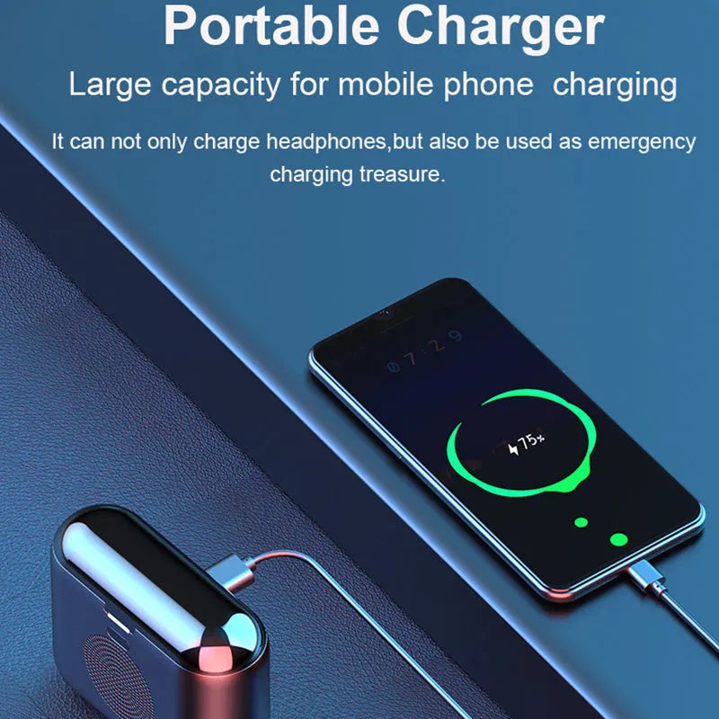 F9 5.0 wireless Bluetooth headset with charging case in black