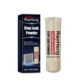 Sealed packet of stop leak powder for temporary pipe and radiator repair, measuring 2.5 by 8.8 centimetres.