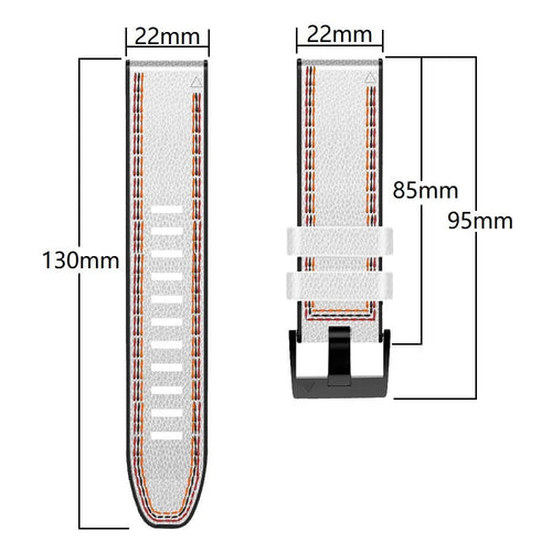Silicone leather replacement watchband for Garmin Fenix smartwatches in four colour options