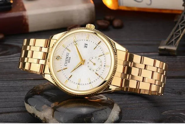 Quartz watch strap watch with black dial and analogue display for men and women