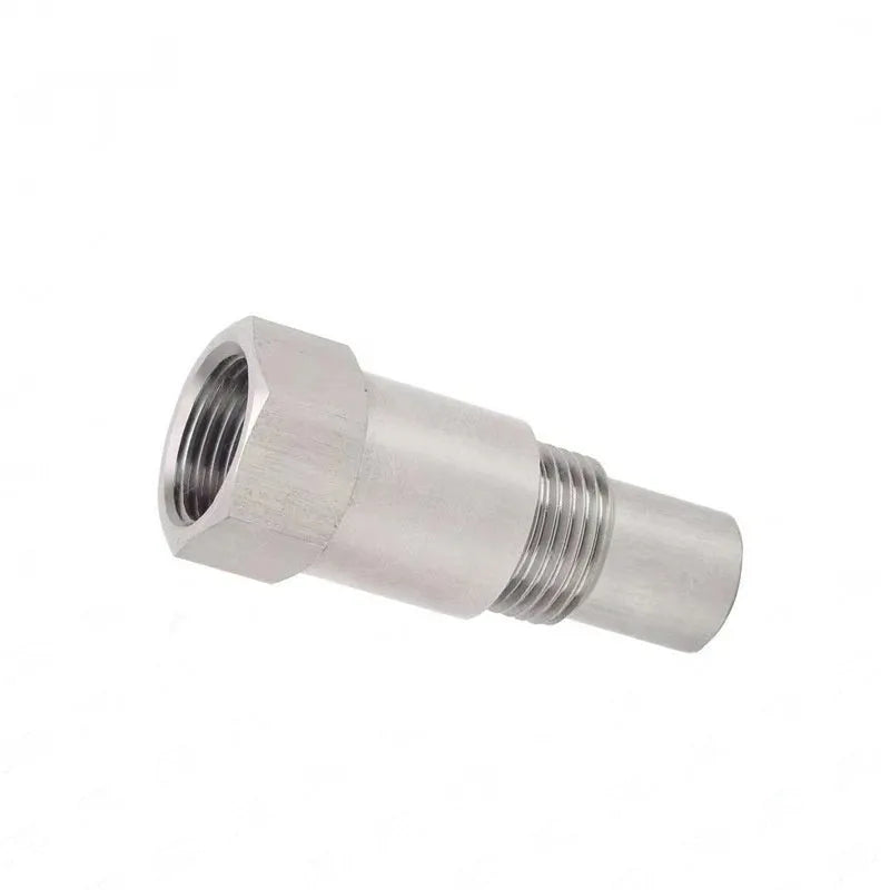 Stainless steel oxygen sensor adapter with M18x1.5 thread and integrated catalyst element