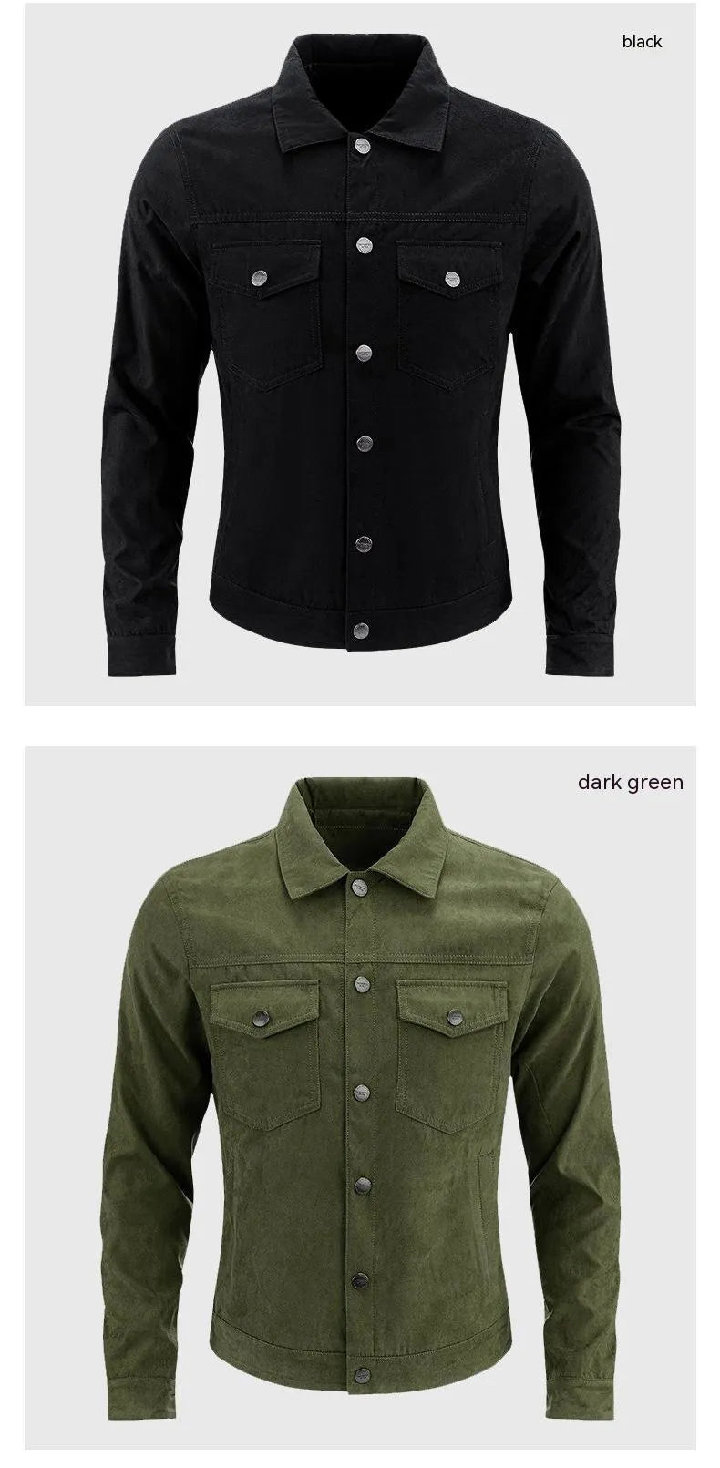 Men's brushed suede slim fit jacket in khaki, with topstitching slit pockets