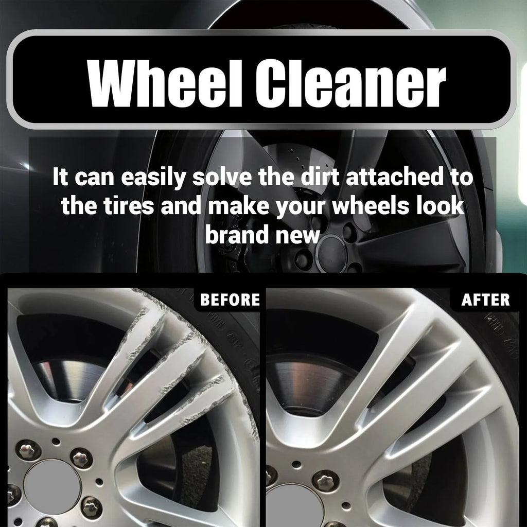 Car tyre cleaner spray bottle and microfibre towel for waterless alloy wheel cleaning