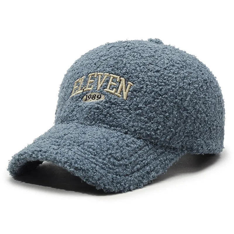 Winter lambskin baseball cap with adjustable strap and dome crown in various colours