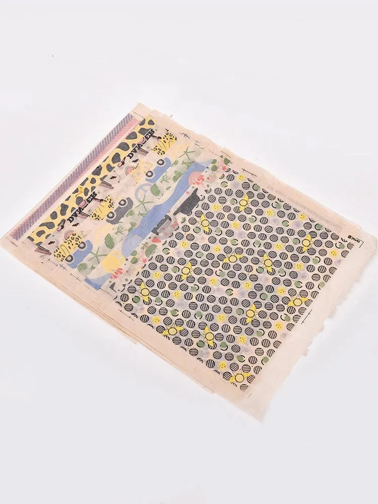 High temperature under glaze applique pottery paste sheet 49cm by 34cm with cartoon car design for ceramic decal transfer