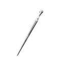 Silver metal urethral stimulation plug with round beads and a horse eye stick handle base.