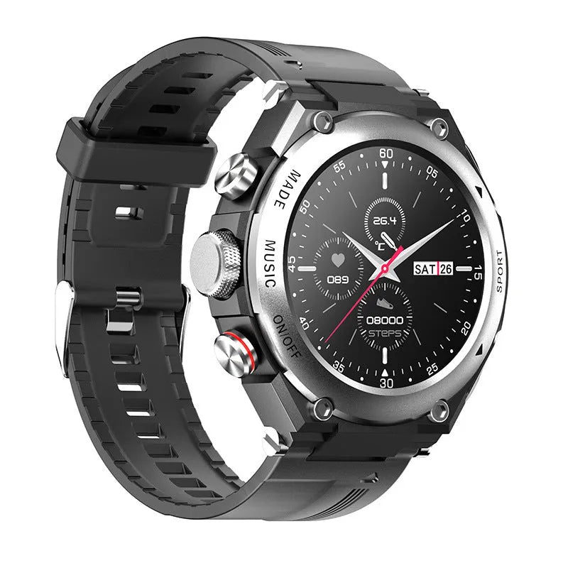 Bluetooth call smart watch with 1.28-inch TFT screen and silicone band in Black
