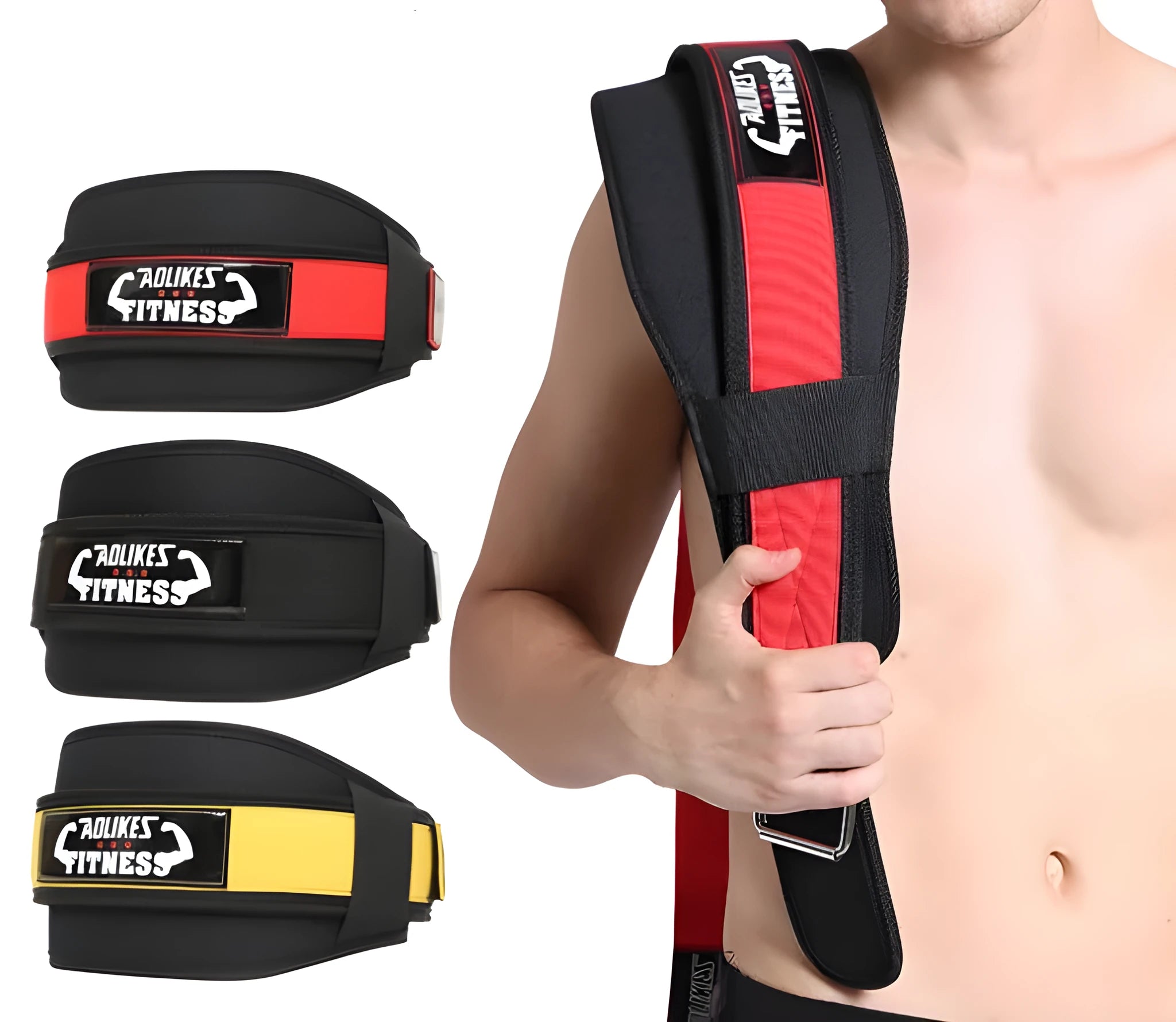 Nylon fitness weightlifting waistband with hook and loop closure in black colour