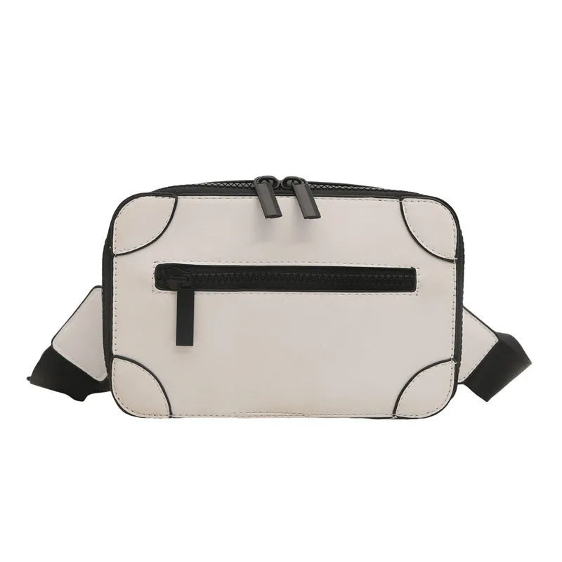 Small square women's crossbody shoulder bag in PU leather with mobile phone compartment