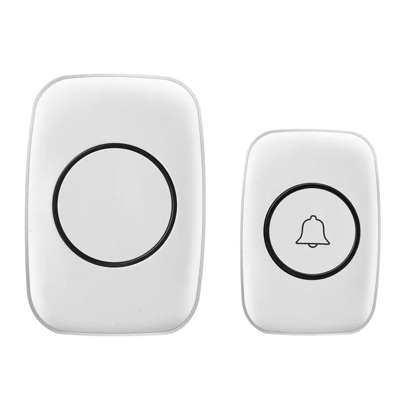 Wireless doorbell set with black receiver and emitter, 300m range, 60 ringtones, mains powered