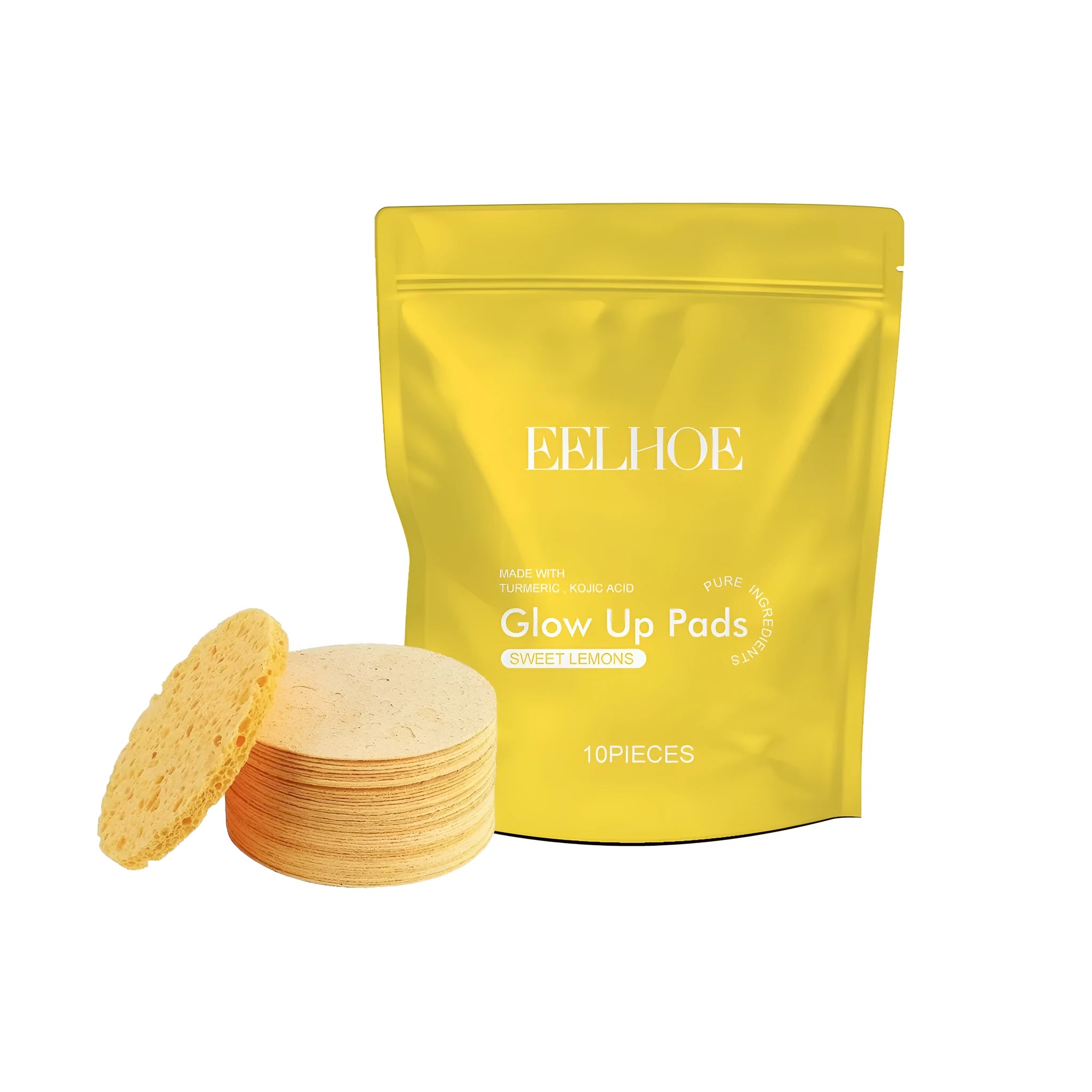 Glow Up Pads turmeric cleaning pad 10 pack 7x10cm cotton wood pulp fibre facial cleansing cloth