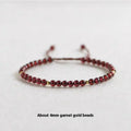 Hand-woven garnet Chinese bracelet with red rope design on flexible wire