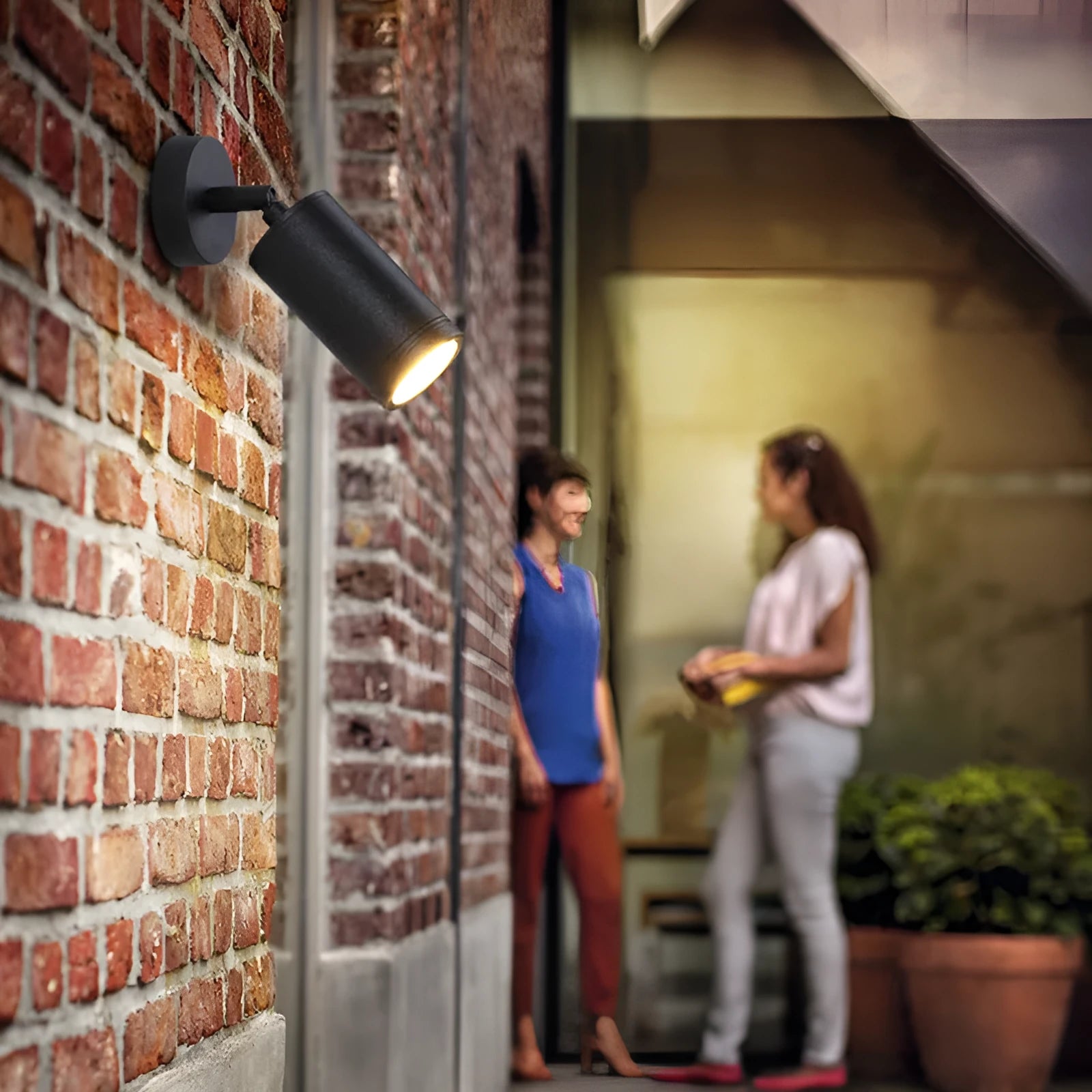 Black aluminium ground lamp with LED lighting for outdoor garden pathways