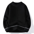 Men's grey round neck pullover sweater with loose fit long sleeves