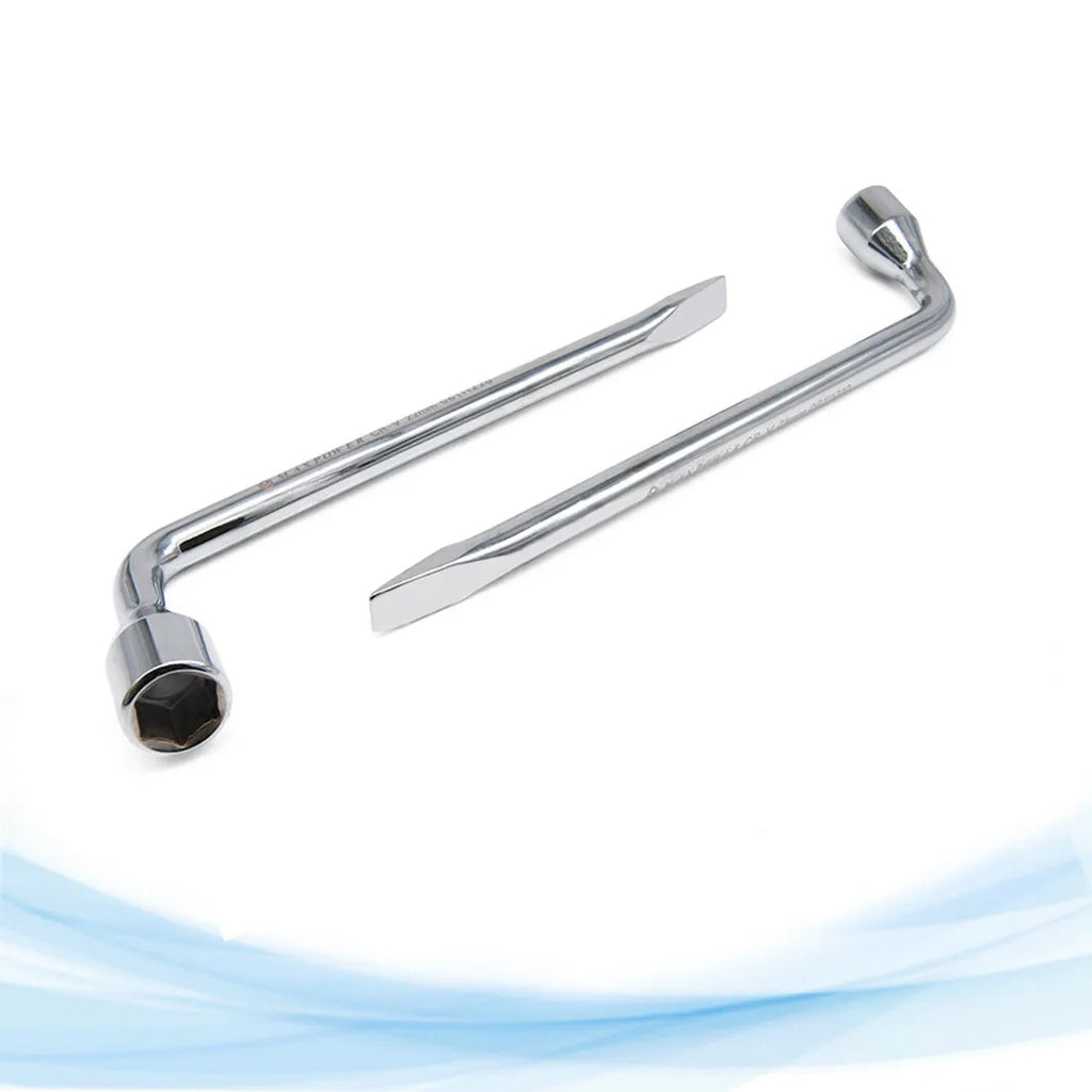 L-shaped single-size 19mm socket wrench tool made from CR-V steel.