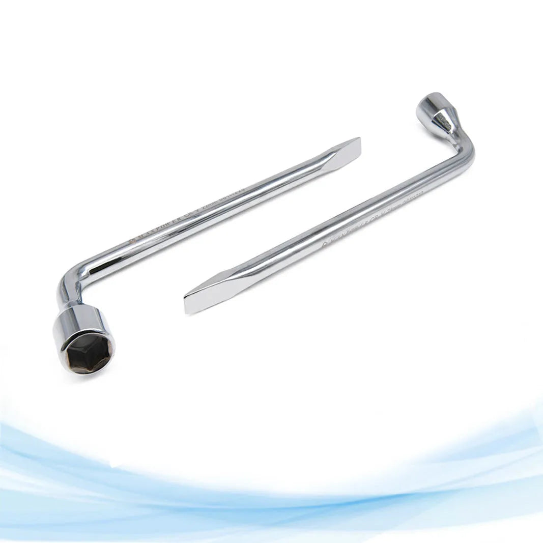 L-shaped single-size 19mm socket wrench tool made from CR-V steel.