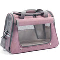 Canvas pet carrier bag in gray with large 35-litre capacity for cat travel, hard-sided and breathable design