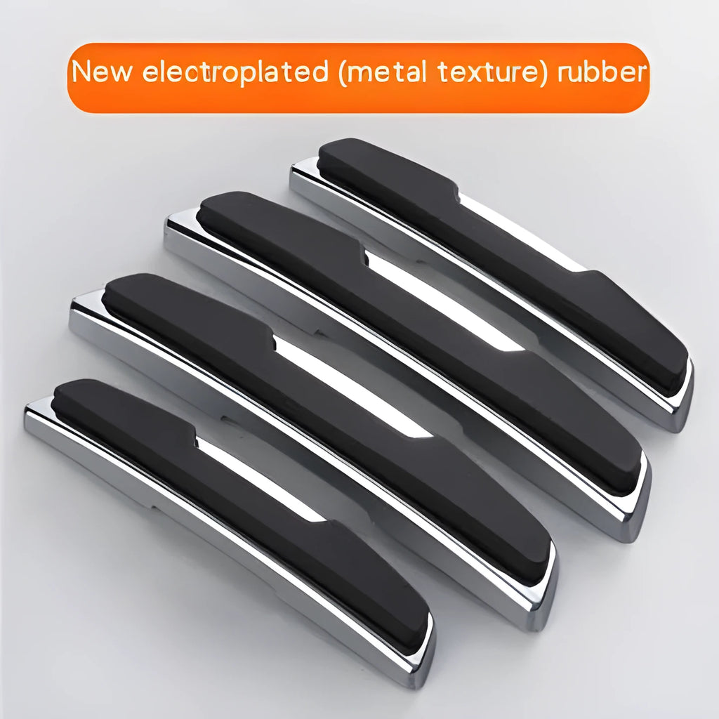 Four black plastic silicone car door protector strips measuring 9.5cm by 2cm