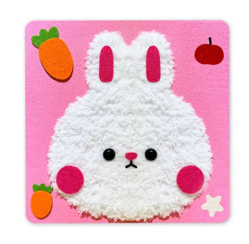 Children's cartoon animal wool embroidery painting kit with cloth canvas, 15cm size, featuring rabbit and bear designs for DIY play