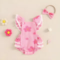 New baby girl sunken stripe flower romper in apricot colour, sleeveless triangle jumpsuit made of polyester