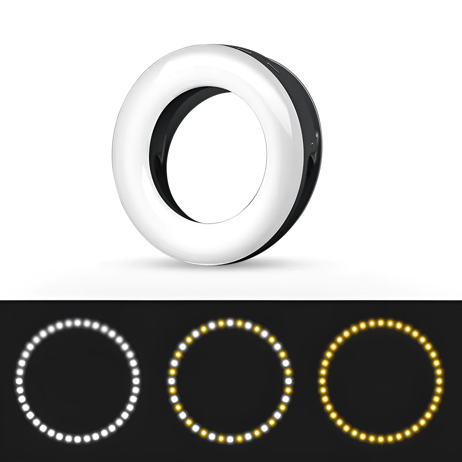 USB rechargeable selfie ring light with adjustable brightness settings for mobile photography