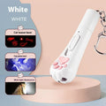Self-charging cat teaser toy with pen light in cream, pink, and sky blue colour options.