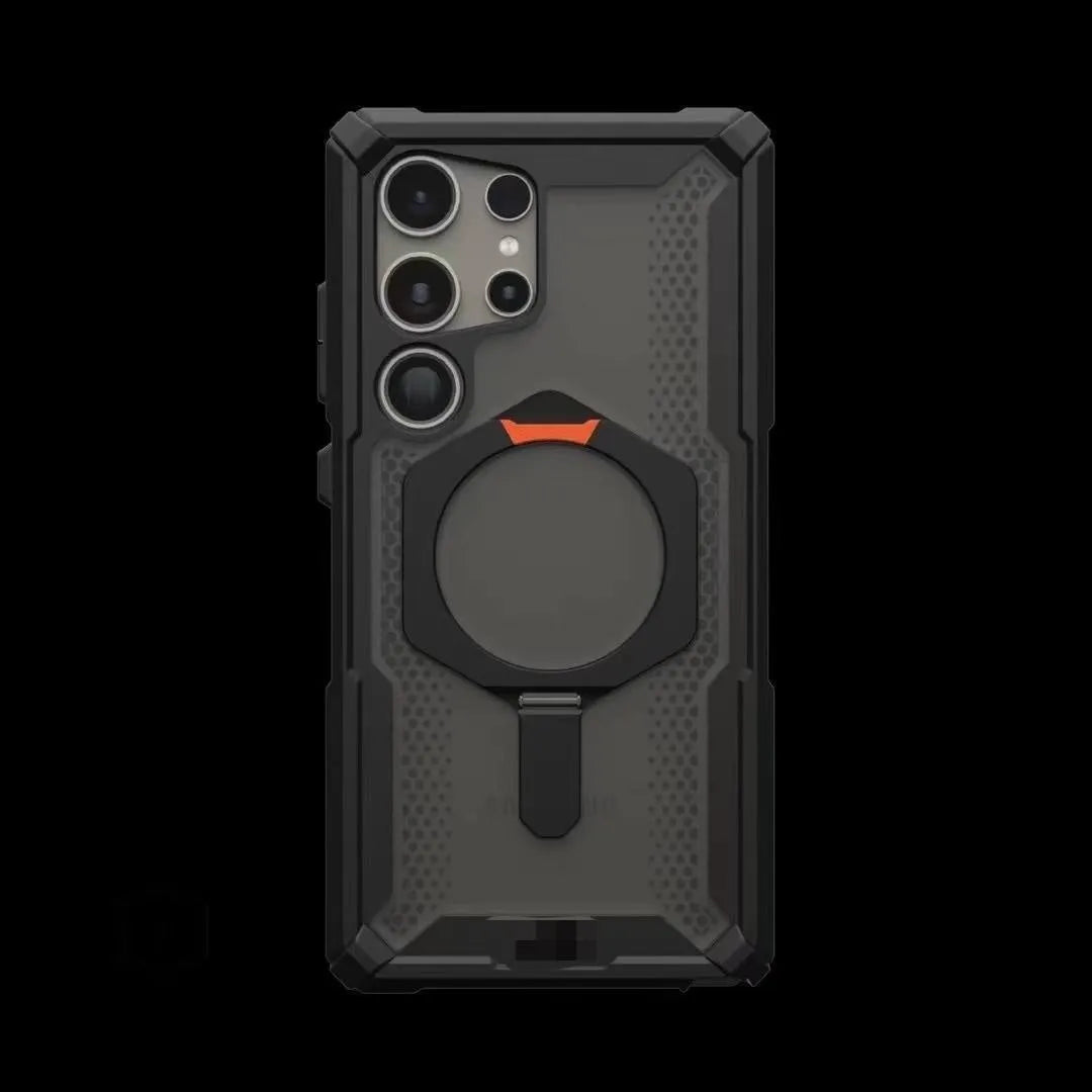 Drop-resistant magnetic suction phone case with bracket for Samsung S25 Ultra, black