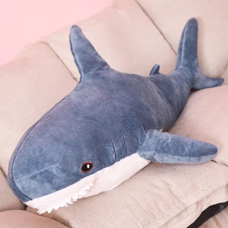 Crystal super soft shark plush pillow in shark colour, 80cm or 100cm size, with PP cotton filling
